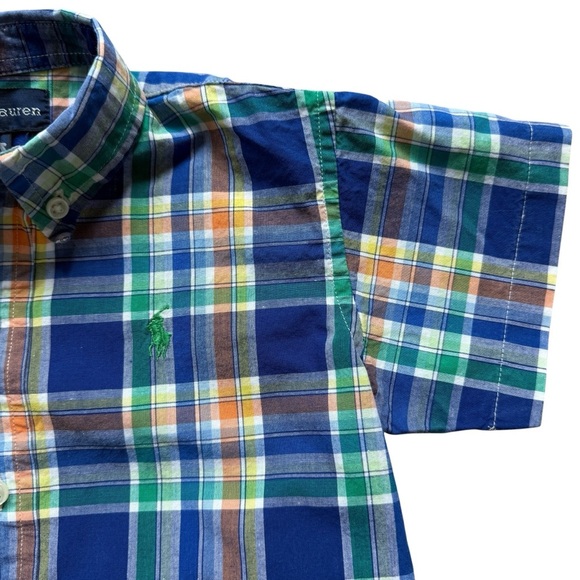 Ralph Lauren Baby Boy Madras Plaid Short Sleeve Button Down Shirt 24M Casual - Picture 2 of 5